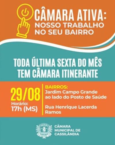 Imagem da notícia Câmara Municipal leva projeto itinerante ao bairro Jardim Campo Grande, em Cassilândia